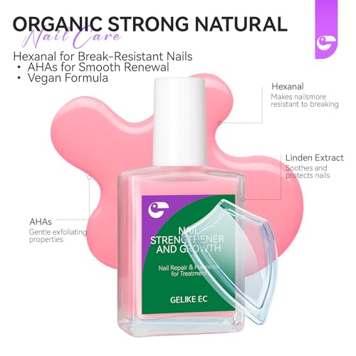 gelike ec Nail Strengthener Polish for Thin Nails: Soft Pink 15ml 6 in 1 Natural Nail Hardener Extra Strong and Growth - Long Lasting Repair for Damaged Nails - Growth Oil for Salon Home Daily Work