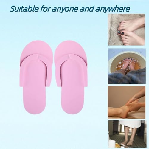Khakho Pedicure Slippers Disposable Flip Flops for Pedicures 12 Pair Pink Pedicure Flip Flops for Women Salon Spa Beach Party Guests