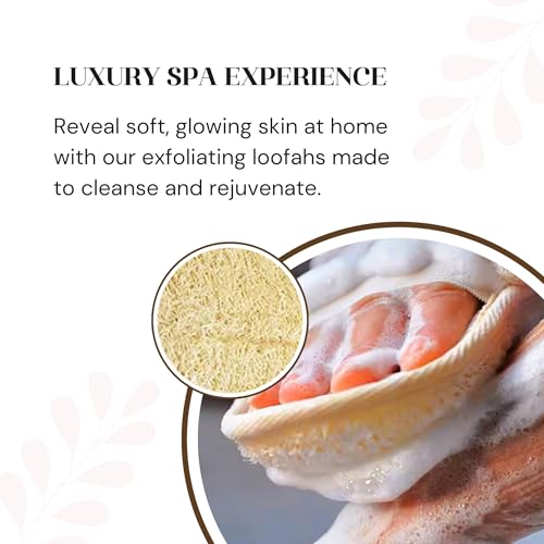 Natural Loofah Exfoliating Body Scrubber, Dual-Sided Shower Loofah Sponge, Bath Shower Loofah Spong for Men and Women, Face and Body Bath Scrubber- 3 Count (1 Pack)