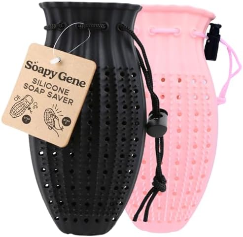 Soap Saver Bag, Gentle Exfoliating Loofah Pouch, Soap Sleeves for Bars, Exfoliating Bag, Bar Soap Pouch, Mesh Soap Bags for Soap Bars, Soap Bar Bag, Silicone Body Scrubber, 2-Pack Loofah