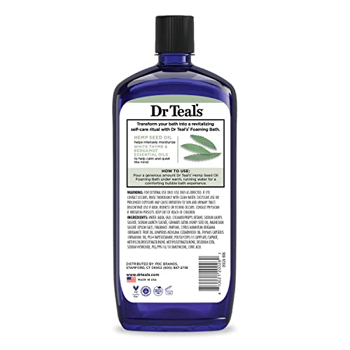 Dr Teal's Foaming Bath with Pure Epsom Salt, Cannabis Sativa Hemp Seed Oil, 34 fl oz (Pack of 4)