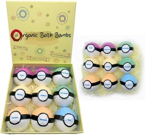 Bath Bombs for Kids - 9 Pack Organic Bath Fizzes with Essential Oils, Natural Ingredients, Soothing Aromatherapy, Great Gift for Boys and Girls, Fun Bath Toy, 3.5 OZ