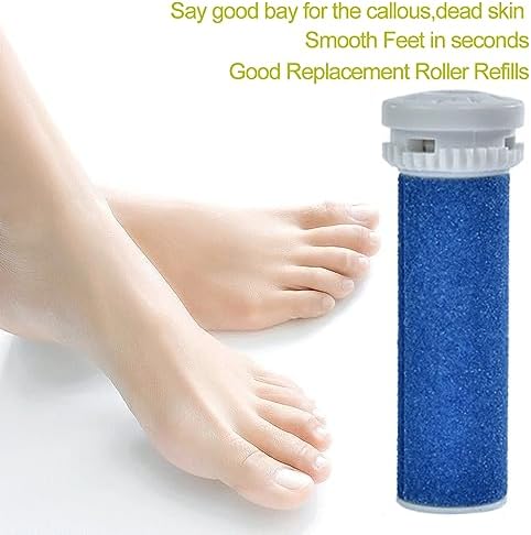 6 Pack Blue Extra Coarse Replacement Roller Refills Compatible with Scholl Express Pedi Foot Smoother Include a Cleaning Brush