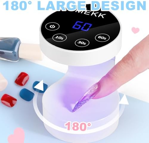 MEKK Mini UV Light for Nails,Peach-Shaped Mini LED Nail Lamp with Auto-Sensor,8 Beads,4 Timer,Professional Single Finger UV Light for Gel Nails Small Gel Nail Lights for Salon & Home DIY Use-White