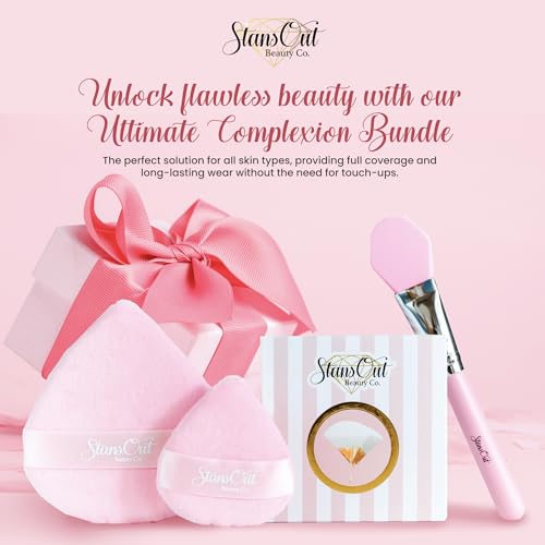 StansOut Ultimate Complexion Bundle: Liquid Foundation Brush, Makeup Brushes for Liquid, Cream, Stick Foundation - Flat, Round, Blender Brushes - 101 Contoured, 108 Straight - Long-Lasting