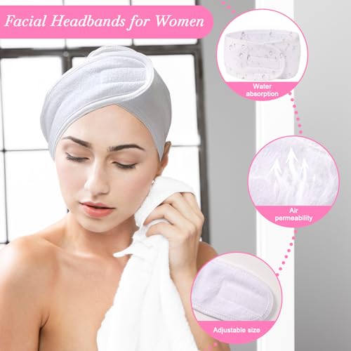 DLUGOPIS 34 Pcs Esthetician Facial Supplies Set: 4 Gold Bowls, 10 Mud Mask Applicators, 4 Cosmetic Brushes, 12 Compressed Sponges, 4 Facial Headbands for Unisex Face Cleansing