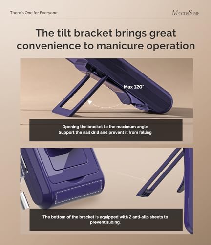 MelodySusie Professional 2 in 1 Nail Drill Kit 40,000 RPM, MB420G Brushless Portable Cordless Rechargeable Electric Nail File, Efile Nail Drill Machine for Acrylic Gel Nails Polishing Removing, Purple