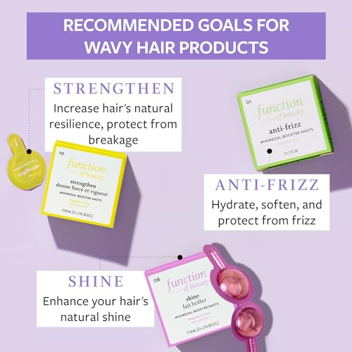 Function of Beauty Wavy Hair Shampoo + Conditioner (11 oz Each) + Shine, Strengthen, & Anti-Frizz #HairGoal Boosters Set - Sulfate-Free, Formulated to Enhance Glossiness & Natural Shine