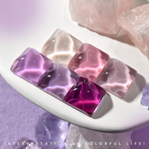 GAOY Jelly Purple Gel Nail Polish Set, 6 Transparent White Pink Colors, UV Light Cure Gel Polish for Salon and Nail Art DIY at Home