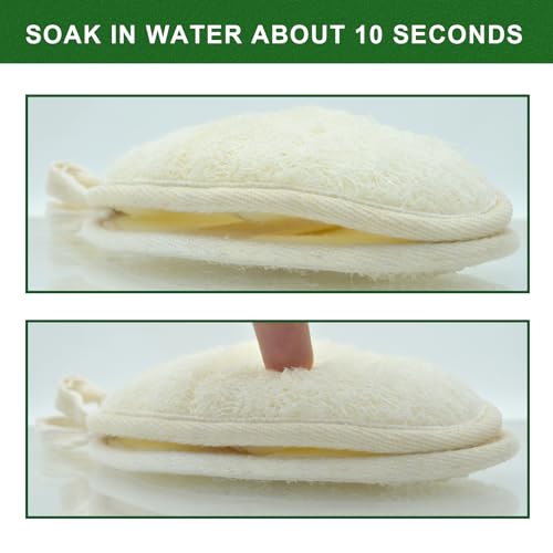 Natural Loofah Exfoliating Body Scrubber, Made with Natural Shower Loofah Sponge for Men and Women’s SPA - Pack of 6 Exfoliating Loofah Sponge Package,Perfect for Bath Shower