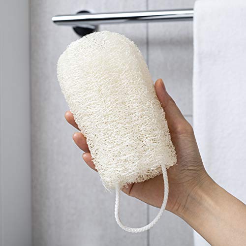 FAAY 4 Pcs Premium Natural Exfoliating Loofah Sponge: 6" Eco-friendly Unbleached Luffa Body Scrubber Rejuvenating Your Skin for Men and Women. Paraben Free Bath Sponge, Shower Loofah