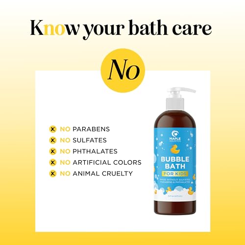 Sulfate Free Kids Bubble Bath - Relaxing Vanilla Lavender Bubble Bath for Toddlers with Nighttime Blend of Chamomile Oil and Calendula Oil - Extra Foamy Moisturizing Kids Bath Soap Liquid