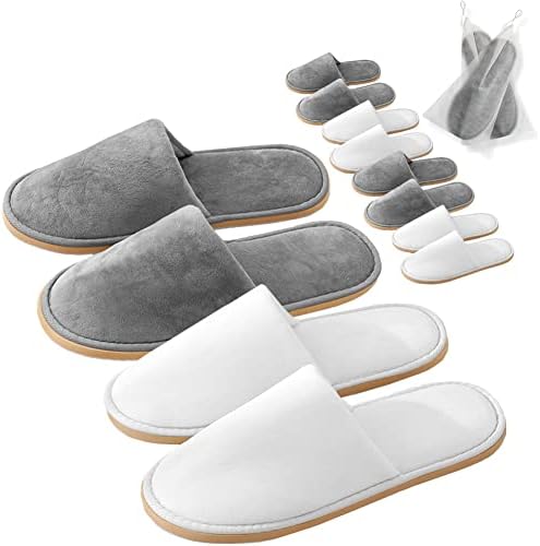 GONG GONG 6 Pairs Non Slip Disposable Slippers, Washable & Reusable, Closed Toe Crystal Velvet Slipper for Guest, Bathroom, House, Hotel, Party, SPA, Wedding