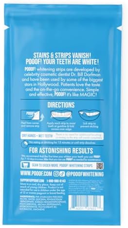 POOOF! Dissolving Teeth Whitening Strips by Dr. Bill Dorfman | 12% Hydrogen Peroxide | No-Slip Melt-Away Advanced Seal | Fast Stain Removal | Enamel & Sensitive Safe | 20 Ct (10-Day) | Polar Mint