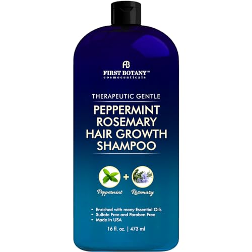 Peppermint Rosemary Hair Regrowth Shampoo - Anti Hair Loss product, Daily Hydrating, Detoxifying, Volumizing Shampoo and Fights Dandruff For Men and Women 16 fl oz