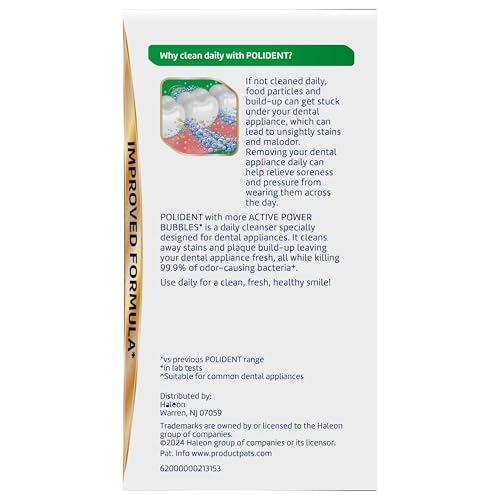 Polident Overnight Whitening Antibacterial Dental Appliance Cleanser Tablets, 90 Count (2 Pack)