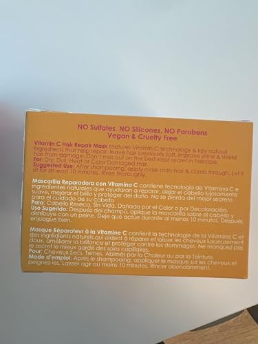 Rizos Curls Vitamin C Hair Repair Mask, Deeply Moisturizes & Hydrates, Softens & Minimize Frizz while Adding Shine, For Dry Damaged Hair, Infused with Shea Butter, 10 oz