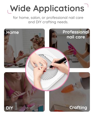 Lictin Nail Dust Collector with Reusable Filter, Adjustable Nail Vacuum Dust Collector Extractor Electric Dust Suction Machine for Acrylic Gel Nail Polishing White