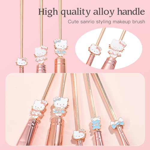 5PCS Cute Cat Style Makeup Brushes, Cosmetic Makeup Brush Set with Pink Storage Bag, Best for Gir Woman