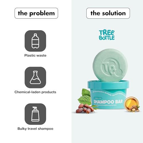 Tree Bottle Peppermint Essential Oils + Biotin Shampoo Bar - For Hair Growth, Strengthening, Thickening & Volumizing Shampoo for Women and Men - Free of Parabens & Sulfates - Made in USA - 4.5oz