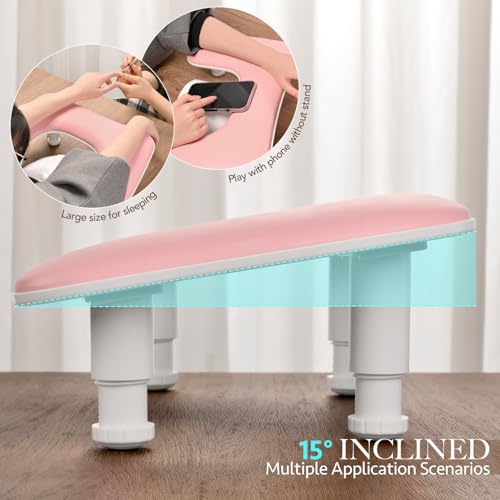 GAOY Nail Arm Rest for Nails Tech, Nail Hand Rest for Manicure at Home, Salon Nail Rest Stand for Clients, Pink