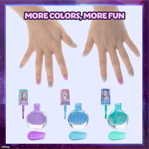 Disney Frozen Train Case Beauty Set, Kids Makeup Kit for Girls, Real Washable Makeup Set, Play Makeup, Party Favor, Birthday, Ages 3 4 5 6 7 8 9 10 11 12 by Townley Girl