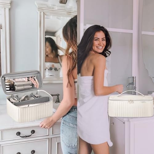 Travel Carrying Case for Hair Dryer Shark Flexstyle Dyson Airwrap Brush Hair Accessories Tools Storage Bag for Revlon Hairdryer Styler Organizer (Beige)