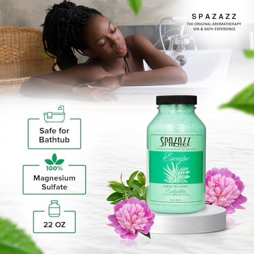 Spazazz SPZ-109 Escape Aromatherapy Crystals Container, 22-Ounce, Green Tea Peony Enlighten