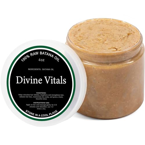 Batana Oil for Hair Growth, Divine Vitals 100% Organic Batana Hair Growth Oil, 100% Raw from Honduras, Prevent Hair Loss, Adds Thickness, Texture, Shine (1PCS)