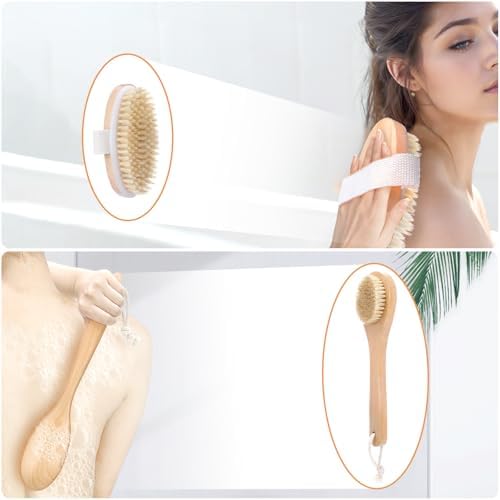 4 Pcs Dry Brush Set, Dry Brushing Body Brush for Lymphatic Drainage, Dry Brush for Body Lymphatic Drainage, Dry Body Brush, Body Dry Brush, Skin Brush for Dry Brushing, Dry Brushes