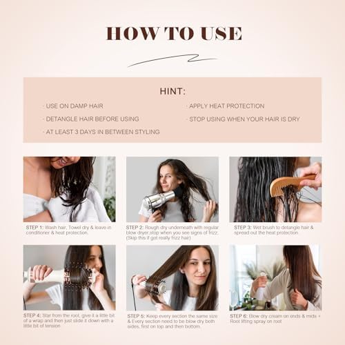 Travel Hair Dryer Brush, Nano Titanium 2 Inch One Step Hair Dryer & Styler Volumizer, Mini Oval Hot Air Brush, White and Rose Gold, HB004