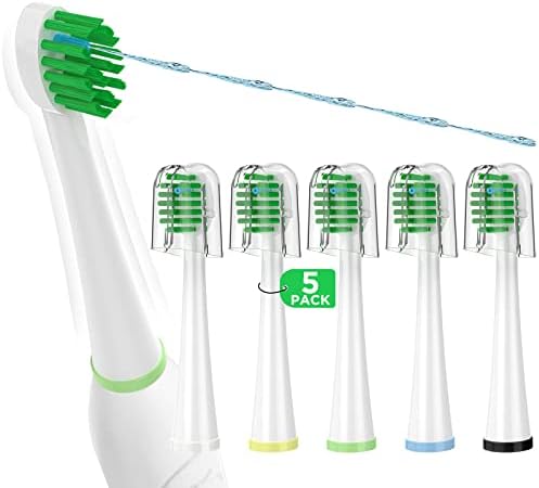Replacement Toothbrush Heads for All Waterpik Sonic Fusion Models (SF-01, SF-02, SF-03, and SF-04 Series), Compact, with Covers, 5 Count, White