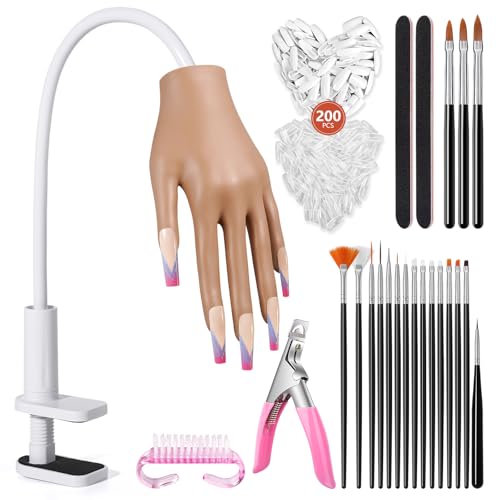 Practice Hand for Acrylic Nails: Nail Tips Won't Fall off From Fake Nail Practice Hand - Flexible Nail Mannequin Hand Practice for Beginners