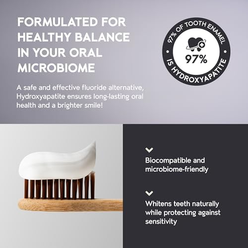 Natural Whitening Hydroxyapatite Toothpaste with Probiotic for Sensitive Teeth, Fluoride Free Enamel Repair Remineralizing Toothpaste, SLS Free, Baking Soda, Coconut Oil, 5oz