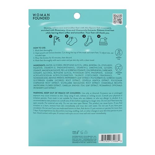 Onyx Professional Epsom Salt Foot Mask, 6 Pairs - Made with Epsom Salt and Chamomile, Helps Fight Swelling and Soreness, Relax Tired Feet, Easy-to-use Booties, One Size Fits All