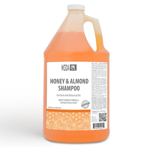 MODA - Moisturizing Shampoo for All Hair Types, Honey Almond, 128 Oz, Professional - Deeply Cleanses and Conditions, Strengthens, Restores and Shine your Hair