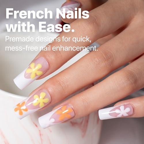 SXC Cosmetics French Tip Press On Nails Pink Series, Medium Square X-Pro Tips Starter Kit