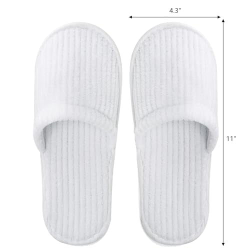 Frcctre 20 Pairs White Disposable Slippers, Closed Toe Soft Coral Fleece SPA Slippers for Women and Men, Comfortable Non-Slip Disposable Slippers for Travel Guests Hotel Home Salon