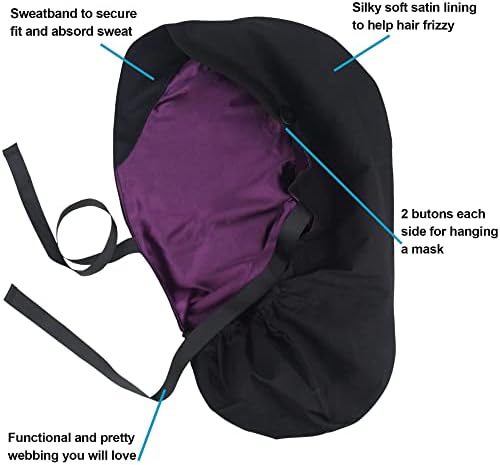 ABAMERICA Scrub Caps for Women Surgical Caps Nurse Hat Functional Ponytail Holder for Long Hair Single or Satin-Lined