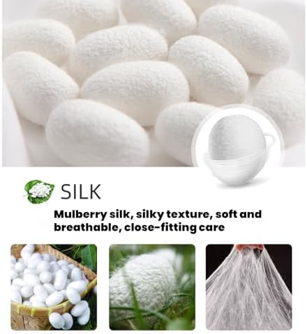 S-SNAIL-OO Gloves Raw Silk Massage Gloves Ayurvedic Massage, 100% Raw Silk with Elastic Wrist Bands Gloves for The Lymphatic System Dry Brushing Massage (2PCS)