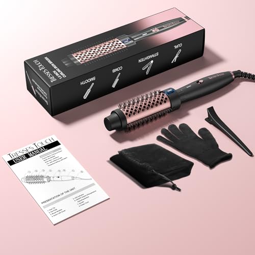 Thermal Brush 1.5", Thermal Round Curling Brush with 2 Settings, Long Lasting Universal Voltage Heated Curling Iron for All Hair, Tourmaline Ceramic, Negative Ion Technology, Rose Gold