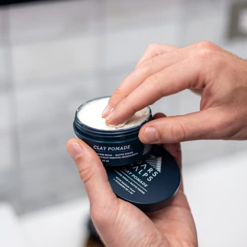 Oars + Alps Clay Hair Pomade for Men with Biotin, Kaolin Oil, Bentonite Clay, Jojoba Oil, Vitamin B7 & B5, Promotes Hair Growth, Medium Hold, Matte Finish, Reduces Frizz, 2.4oz