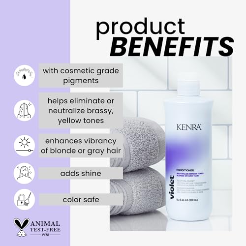 Kenra Violet Conditioner | Eliminates Brassy Tones | Purple Pigment + Deposit | Neutralizes Yellow | Moisturizes Processed Hair | Enhances Vibrancy of Blonde or Gray Hair | Color Safe