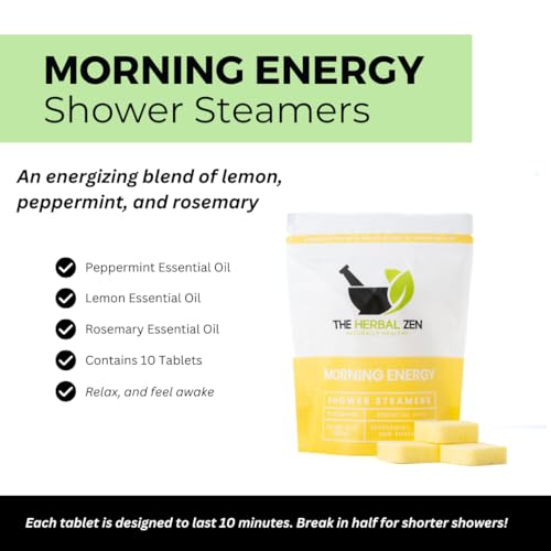 Morning Energy Shower Steamers Aromatherapy with Peppermint and Lemon Essential Oils Shower Bomb Aromatherapy, Spa Day Gifts, Self Care Gift, Birthday Gifts for Women and Men, Mothers Day Gift