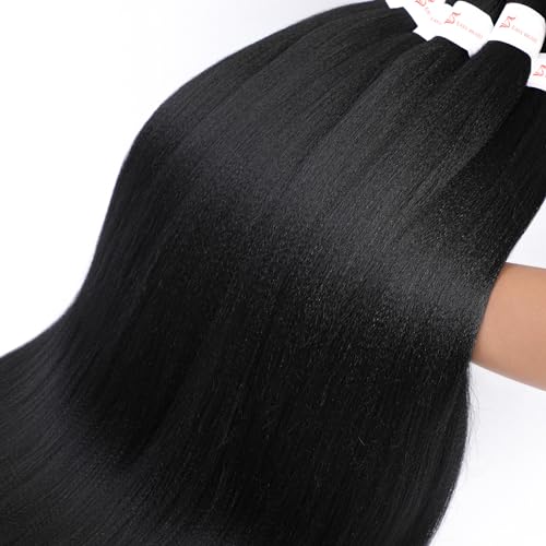 Pre Stretched Braiding Hair 20 Inch 8 Pack Long Braiding Hair Pre Stretched Hair For Braiding Hot Water Setting Soft Yaki Texture Synthetic Crochet Braids Hair For Women Girls (20Inch,1B)