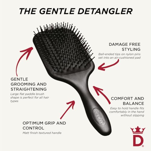 Denman Gentle Paddle Hairbrush for Comfortable Detangling, Blowdrying and Styling