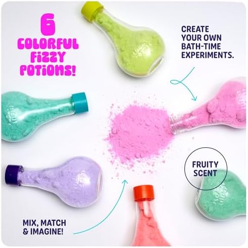 Tubby Tots Bath Potion Kits for Kids - 6 Pk - Bath Bombs for Kids - Toddler Bubble Foam Colors Fizzies - Bathtub Toys for Kid Ages 4-8 Years Old - Science Soap Potions Kit Age 3 4 5 6 7 8 - Non Toxic