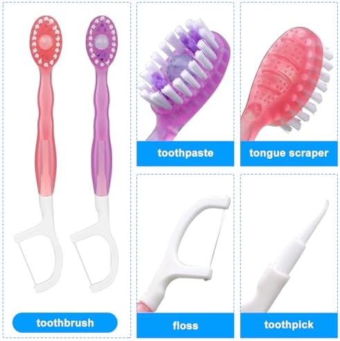 5 in 1 Toothbrush & Floss, 26Pcs mini toothbrushes with Toothpaste, All in one Oral Care on The go, 5 in 1 mini Brush, Toothpaste and Floss, Disposable Travel Toothbrush Set (1)