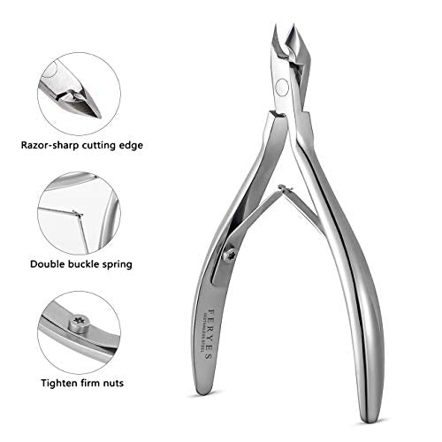 FERYES Cuticle Clipper Professional Manicure and Pedicure Cuticle Remover Tools, Medical Grade Stainless Steel Cutial Cutter, 6mm Jaw- 1 Piece (Silver)