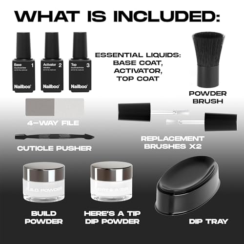 Nailboo Here's a Tip Premium Dip Nails Starter Kit, Nail Powder Dip Kit for DIY At Home Manicure, Includes Dipping Powder and Liquids, White